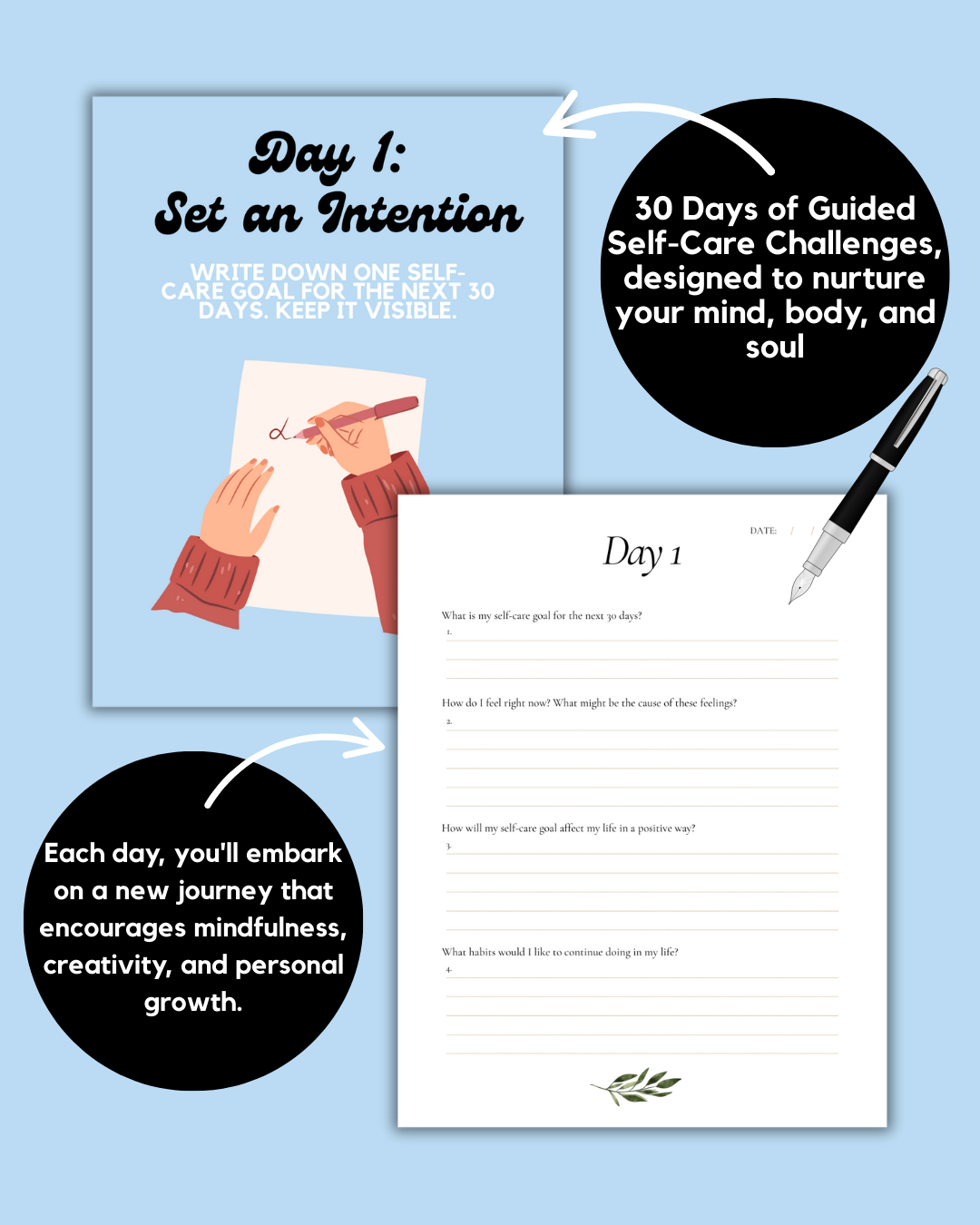 30 Day Self-Care Challenge Journal