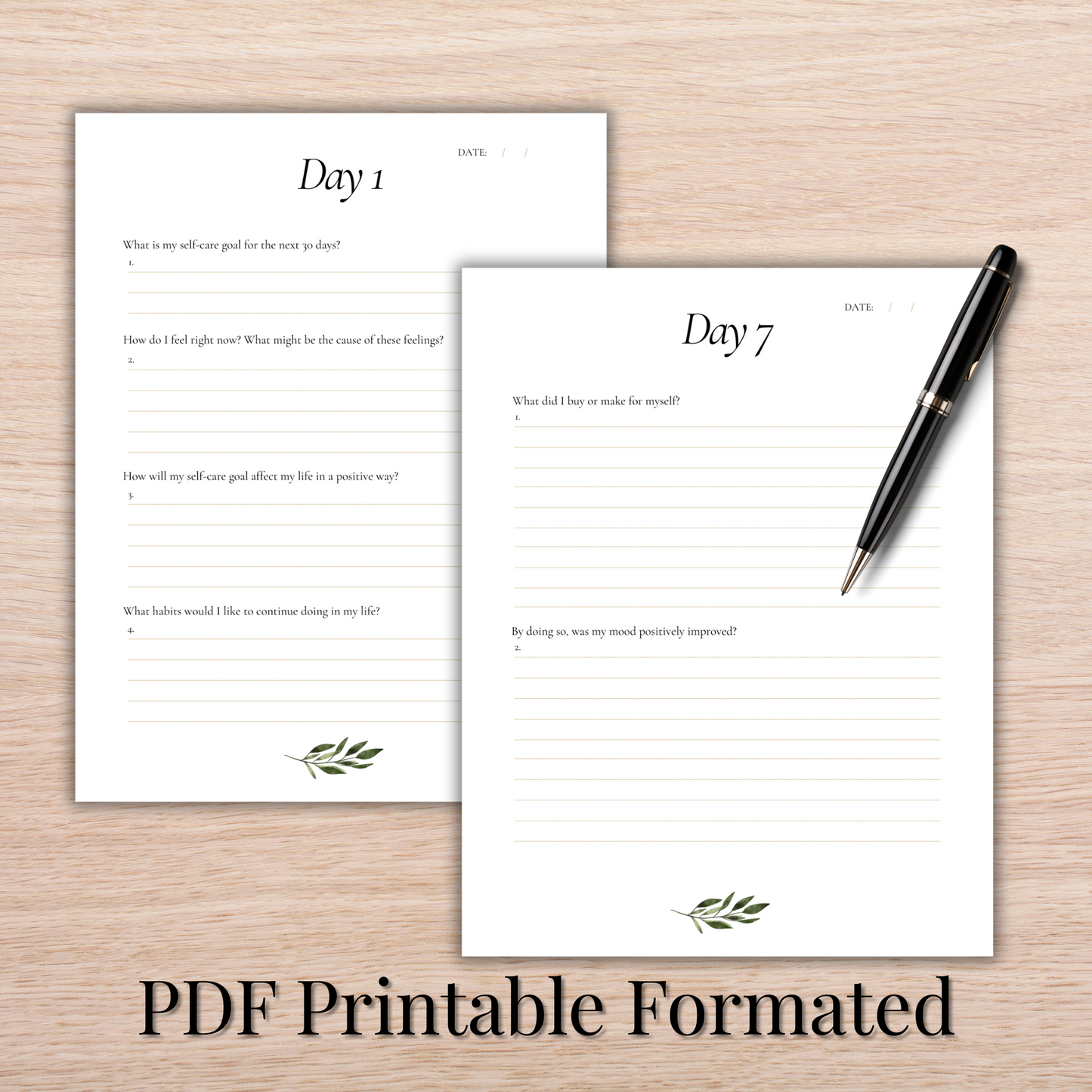 30 Day Self-Care Challenge Journal