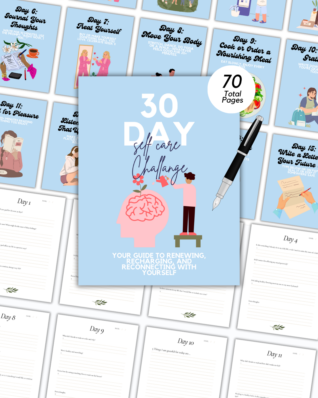 30 Day Self-Care Challenge Journal