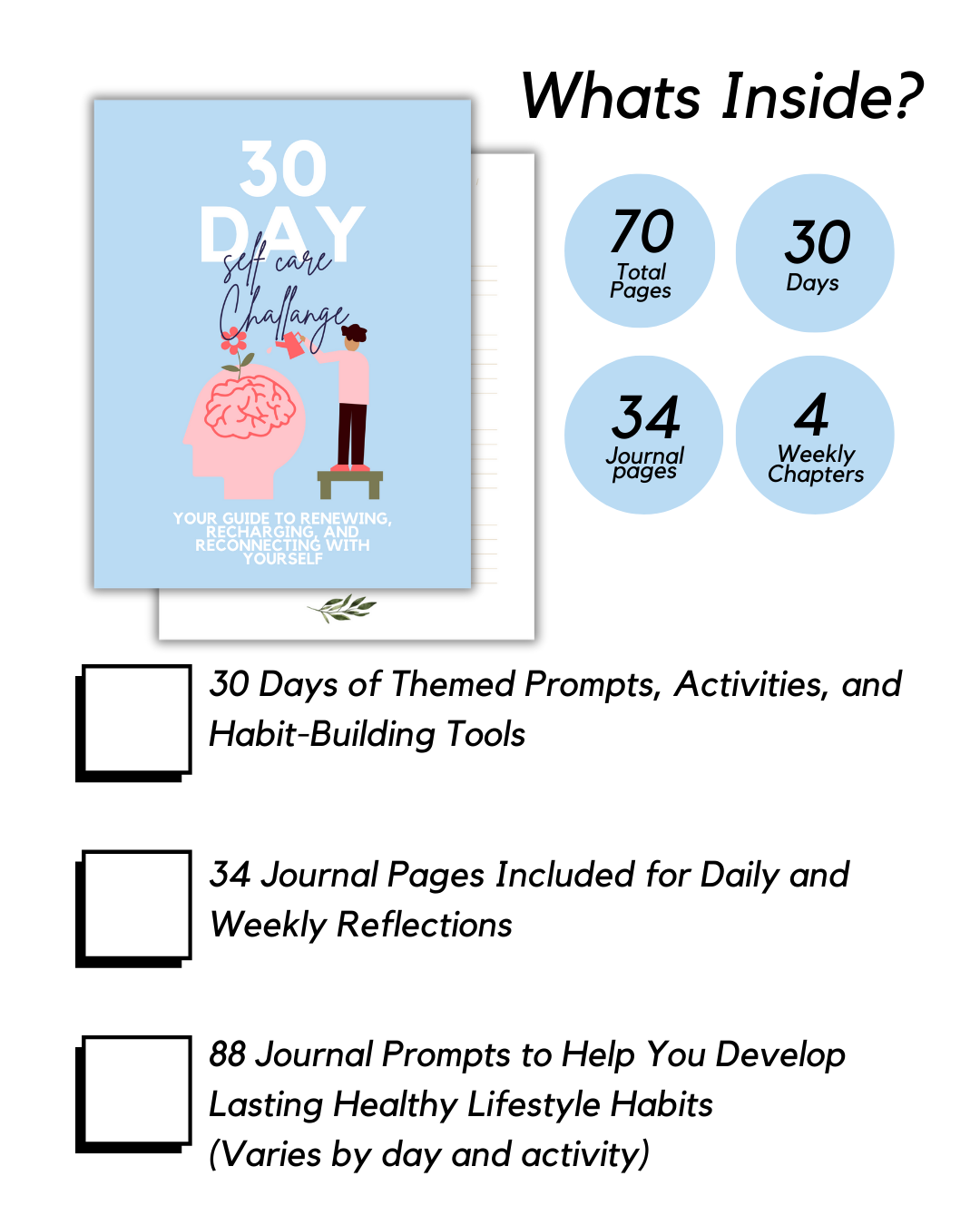 30 Day Self-Care Challenge Journal